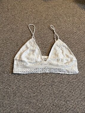 Free People White Lace Bralette - Delicate Floral Design